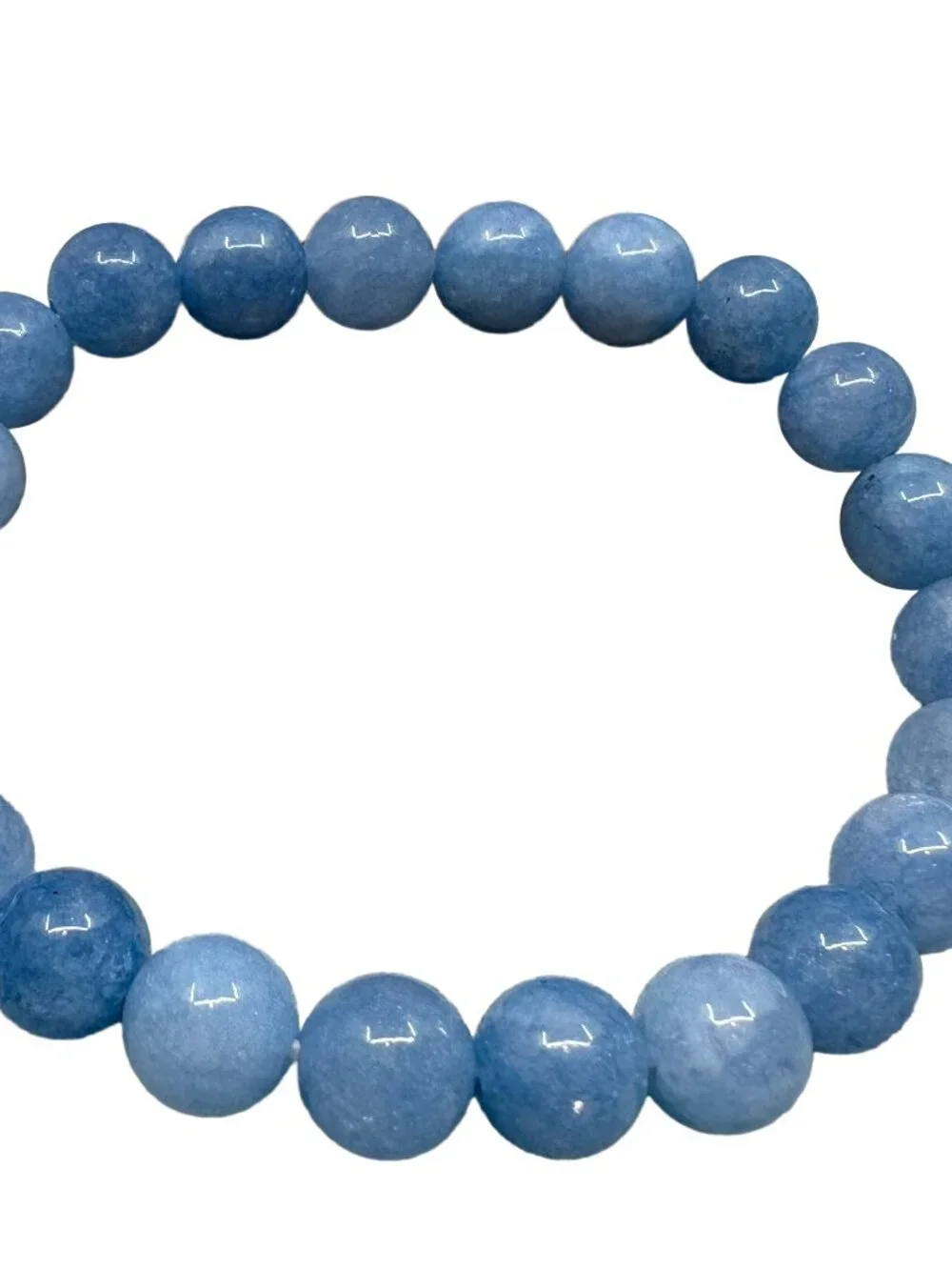 8mm Natural Blue Aquamarine Bead Bracelet Genuine Crystal Gemstone Custom Size